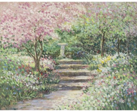 Jackie Simmonds (b.1944)
The Sundial, signed, pastels, 38 x 48cm