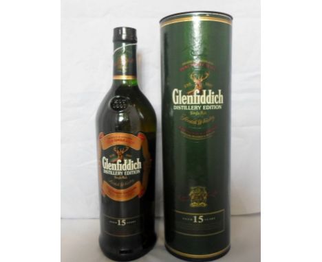 A bottle of Glenfiddich Distillery Edition Single Malt Scotch Whisky, aged 15 years, in original box, 1L, 51% vol.