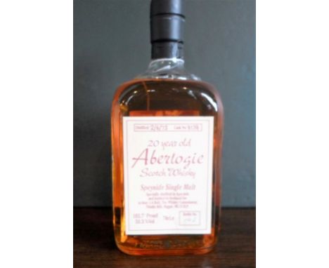 A bottle of Aberlogie Speyside Single Malt Scotch Whisky, aged 20 years, bottle no. 142, dated June 1973, cask no. 8138, 70cl