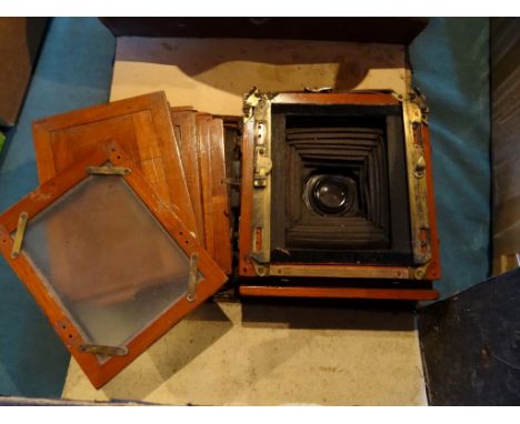 A J. Lancaster & Son, Birmingham, 1891 Instantograph Patent camera, together with four photographic plates, in fitted leather