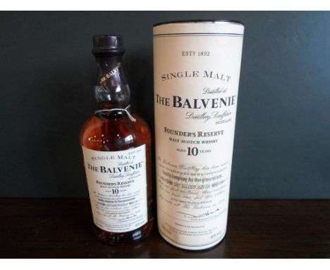 A bottle of Balvenie Founder's Reserve Single Malt Scotch Whisky, aged 10 yeas, in original tube, 70cl, 40% vol.
