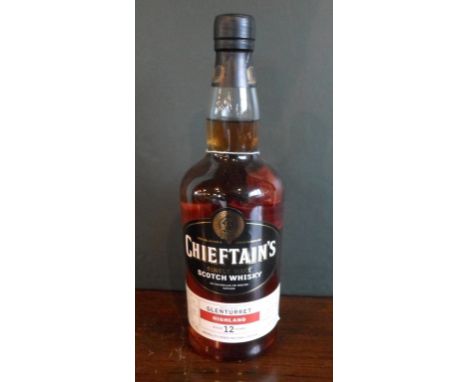 A bottle of Glenturret Chieftain's Single Malt Scotch Whisky, aged 12 years, from a limited edition number of 1584, bottled i