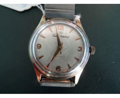 A gentleman's Smith's Imperial 9 carat gold wristwatch, the brushed finished dial with Arabic and baton numerals and sweep se