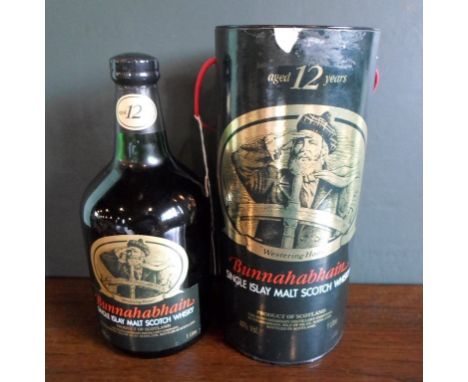 A bottle of Bunnahabhain Single Islay Malt Scotch Whisky, in original box, aged 12 years, 1L, 40% vol.