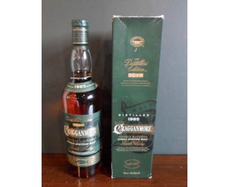 A bottle of Cragganmore Double Matured Single Speyside Malt Scotch Whisky, distilled 1985 and bottled in 2000, limited editio