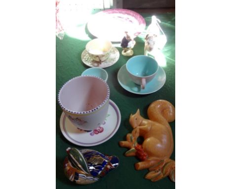 A quantity of ceramics to include: a Royal Crown Derby Carolina Duck paperweight (with silver stopper), together with a Poole