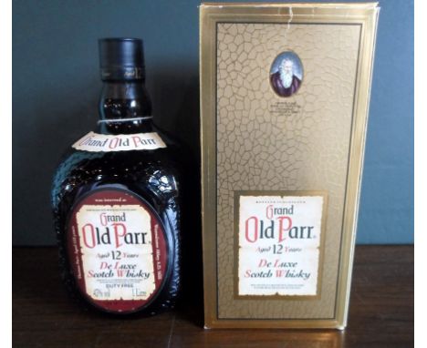 A bottle of Grand Old Parr De Luxe Scotch Whisky, aged 12 years, bottled in the 1970s, in original box, 1L, 43% vol.