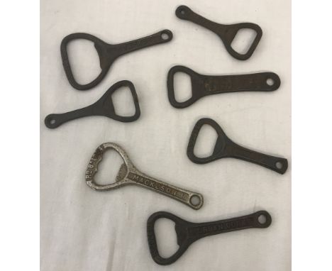 A collection of 7 vintage advertising bottle openers. To include "Guinness is Good for You", Crown Cork, "Dacro" and Phillips