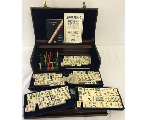 A vintage bone & bamboo Mah-Jong set. c1920's. 