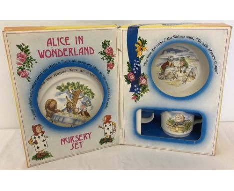 A boxed Johnson Brothers ceramic 'Alice in Wonderland Nursery Set'  