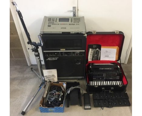 Piermaria "Stage 1" Electronic Accordion with tone generator/cabinet and Ketron XD3 Live Performer. Instrument comes with a s