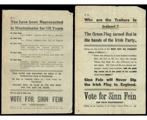 1918 General Election. Sinn Féin handbills collection. Includes 'Poland Free', 'Roger Casement's Last Message', 'You Have bee