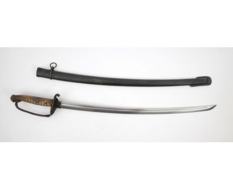 Late 19th/early 20th century Japanese army kyu-gunto The traditional-style taschi blade mounted on a gilt metal hilt with sin