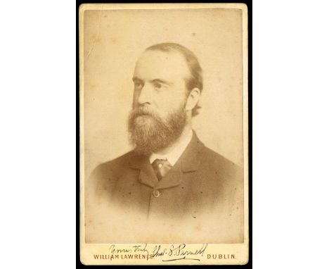 1880s Charles Stewart Parnell, carte de cabinet, signed. A carte de cabinet sepia photographic portrait of Parnell by William