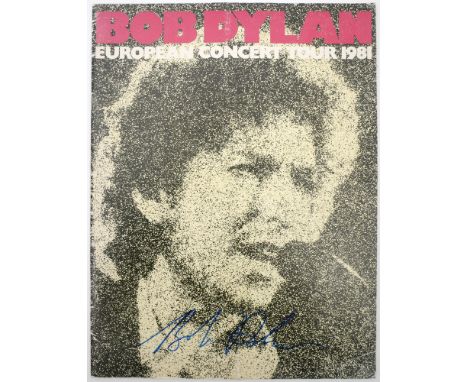 Bob Dylan, European Concert Tour 1981, signed programme. The programme, signed to the cover in blue felt-tip pen, 'Bob Dylan'