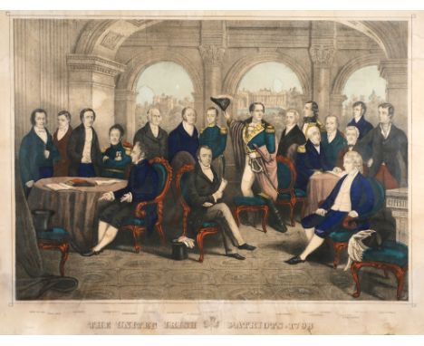 The United Irish Patriots of 1798 Lithograph, framed. Large print depicting the leaders of the United Irishmen including Wolf