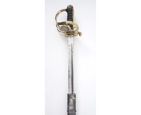 Irish Free State Oglaigh na hEireann officer's sword. The brass hilt with Oglaigh na hEireann 'FF' badge, fishskin and wire g