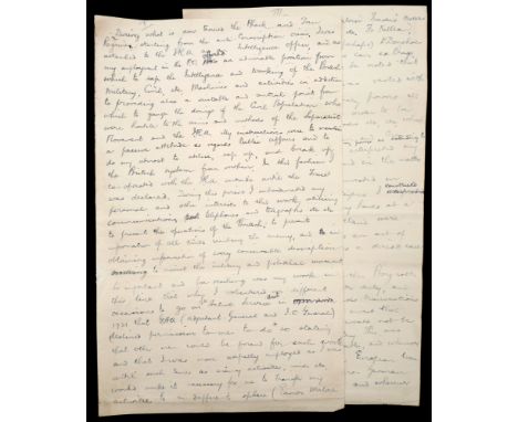 1914-1924 IRA intelligence officer Paddy Kane, his manuscript account of activities in War of Independence and Civil War. A d