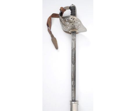1895 pattern infantry officer's sword with EIIR marked to guard, in steel scabbard. By Wilkinson Sword Ltd. named to the rica
