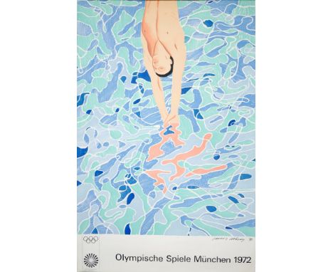 Olympic poster by David Hockney. 'Olympische Spiele Munchen 1970' printed by Edition Olympia, 1972, signed in the print.39.50
