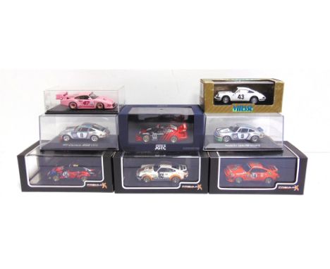 EIGHT 1/43 SCALE DIECAST &amp; RESIN MODEL RACING CARS  comprising an Ebbro No.44528, Advan Porsche, JGTC GT1 1994; Premium X