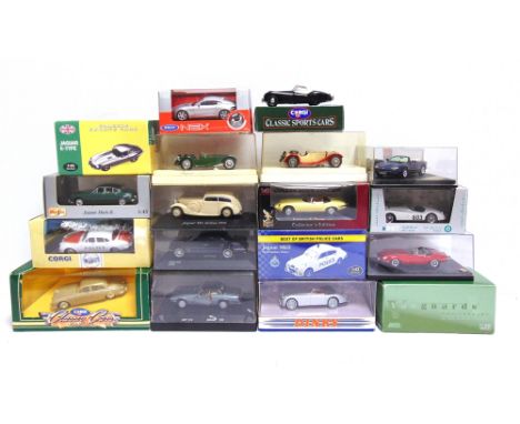 EIGHTEEN ASSORTED 1/43 SCALE DIECAST MODEL JAGUAR CARS  each boxed, (unchecked for self-fit and detail parts; some boxes lack