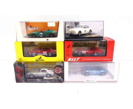 EIGHT 1/43 SCALE DIECAST &amp; RESIN MODEL RACING CARS  comprising a Bizarre No.BZ558, Ford GT40 Spider, no.194, Targa Florio