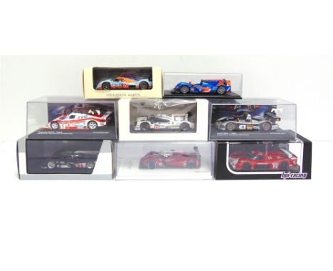 EIGHT 1/43 SCALE DIECAST &amp; RESIN MODEL RACING CARS  comprising a Spark (Minimax) [unnumbered] Alpine A450-Nissan Signatec