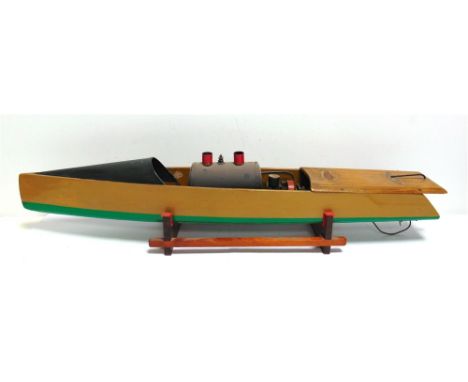 A HOBBIES BOWMAN LIVE-STEAM LAUNCH, 'PEGGY'  the hull repainted pale brown over green (currently unnamed), fitted with a sing