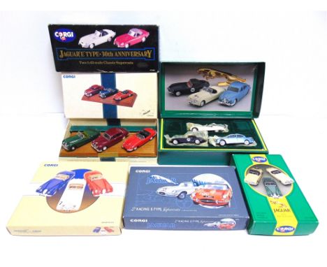 SIX 1/43 SCALE CORGI CLASSICS JAGUAR DIECAST MODEL CAR SETS  each mint or near mint (unchecked for self-fit and detail parts)