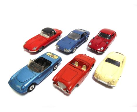 SIX ASSORTED DIECAST MODEL VEHICLES  circa 1950s-70s, by Corgi (3), Dinky (1), Solido (1), and Kirk (1), variable condition, 