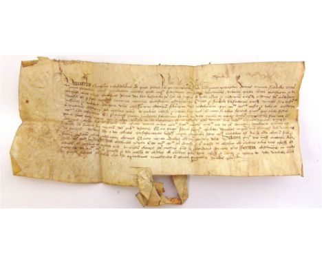 [DOCUMENT]. A MANUSCRIPT INDULGENCE  late 15th century, issued in the name of Simon, preceptor of the house of St. Esprit in 