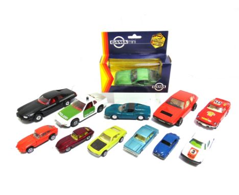 TWELVE ASSORTED DIECAST MODEL CARS  comprising a Gama No.892, Porsche 924, metallic green, mint, boxed; and others by Corgi (