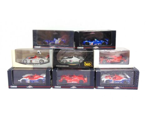 EIGHT 1/43 SCALE DIECAST MODEL RACING CARS  comprising an Ebbro No.824, Courage LC70 Mugen, no.12, Le Mans 2006; Ebbro No.860