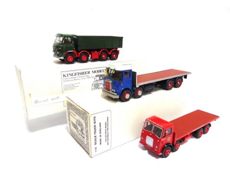 THREE 1/48-1/50 SCALE KIT-BUILT MODEL COMMERCIAL VEHICLES  comprising a Kingfisher Models Foden S24 8x4 Tipper, dark green an