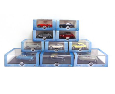 TEN 1/43 SCALE OXFORD DIECAST MODEL CARS  comprising a No.JSS004, Jaguar SS 2.5 Saloon, lavender grey; No.JSS003, Jaguar SS 2