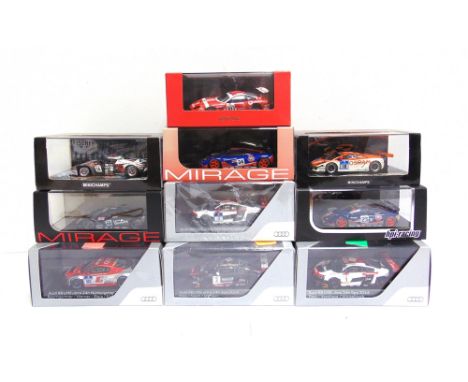 TEN 1/43 SCALE DIECAST MODEL RACING CARS  comprising an Ixo No.FER066, Ferrari 550 Maranello, no.51, Le Mans 2005; Mirage (HP