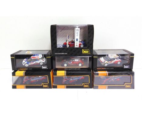 SEVEN 1/43 SCALE DIECAST &amp; RESIN MODEL RACING CARS  comprising an Ixo No.RAM159, Citroen Xsara, Loeb, Tour de Corse 2004;