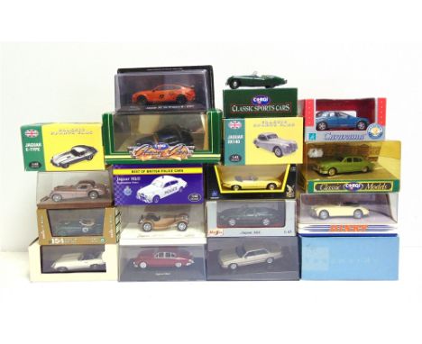 EIGHTEEN ASSORTED 1/43 SCALE DIECAST MODEL JAGUAR CARS  each boxed, (unchecked for self-fit and detail parts; some boxes lack