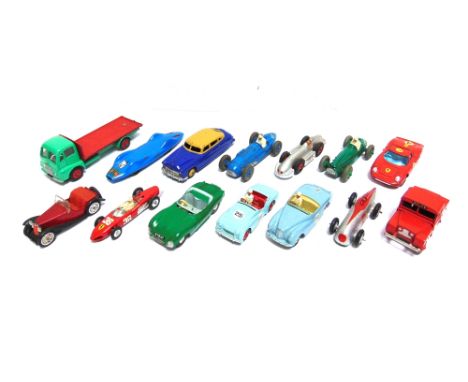 FOURTEEN ASSORTED DIECAST MODEL VEHICLES  circa 1950s-60s, by Dinky (9), Corgi (3), and Spot On (2), variable condition, most