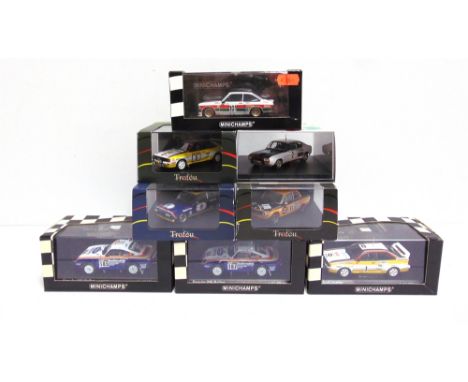 EIGHT 1/43 SCALE DIECAST MODEL RACING CARS  comprising a Minichamps No.400 758491, Ford Escort II RS 1800, Heyer, DRM Hockenh