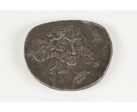 WITOLD KORSKI, (1918-2003, Polish), CAST METAL OVAL PLAQUE, with one side cast with the bust portrait of NICOLAUS COPERNICUS,
