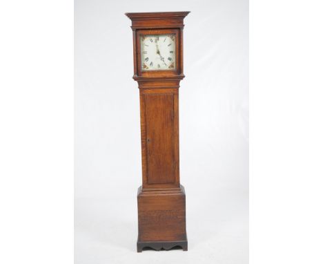 An early 19th Century oak longcase clock
With a 28cm white enameled dial signed Davey, Lewes with Roman numerals, the spandre