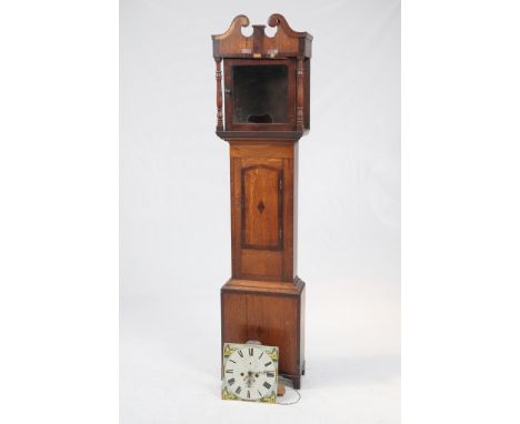 A 19th Century oak and mahogany and rosewood inlaid longcase clock
With a 30cm white dial signed J Palin, Nantwich with subsi