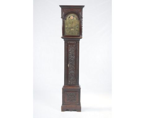 A 19th Century carved oak longcase clock
With 30cm arched brass dial signed Edward Hopkins, Bradford with subsidiary seconds 