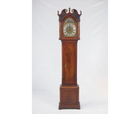 A George III inlaid mahogany longcase clock
With a 31cm arched brass dial with a silver chapter ring signed Helm , Ormskirk w