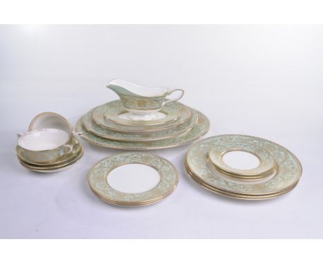 A Royal Worcester Embassy sixty piece dinner service
Comprising twelve 26cm plates, twelve 20cm plates, sauce boat and stand,