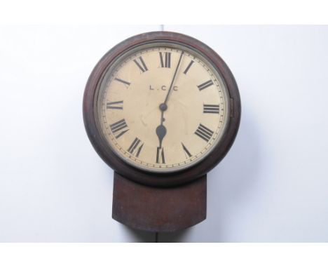 An early Victorian mahogany drop dial wall timepiece
With a metal bezel enclosing a white dial printed "London County Council