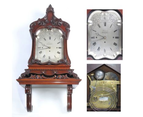 A fine mid 19th Century mahogany cased bracket clock and bracket
With a 20cm silvered arched dial Boorman, Gravesend with Rom