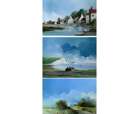 Hagop K Kasparian (20th Century) - 'The White Cliffs of Dover'
'Southdown Way, Clayton Mills' and 'Harbour View', three oils 